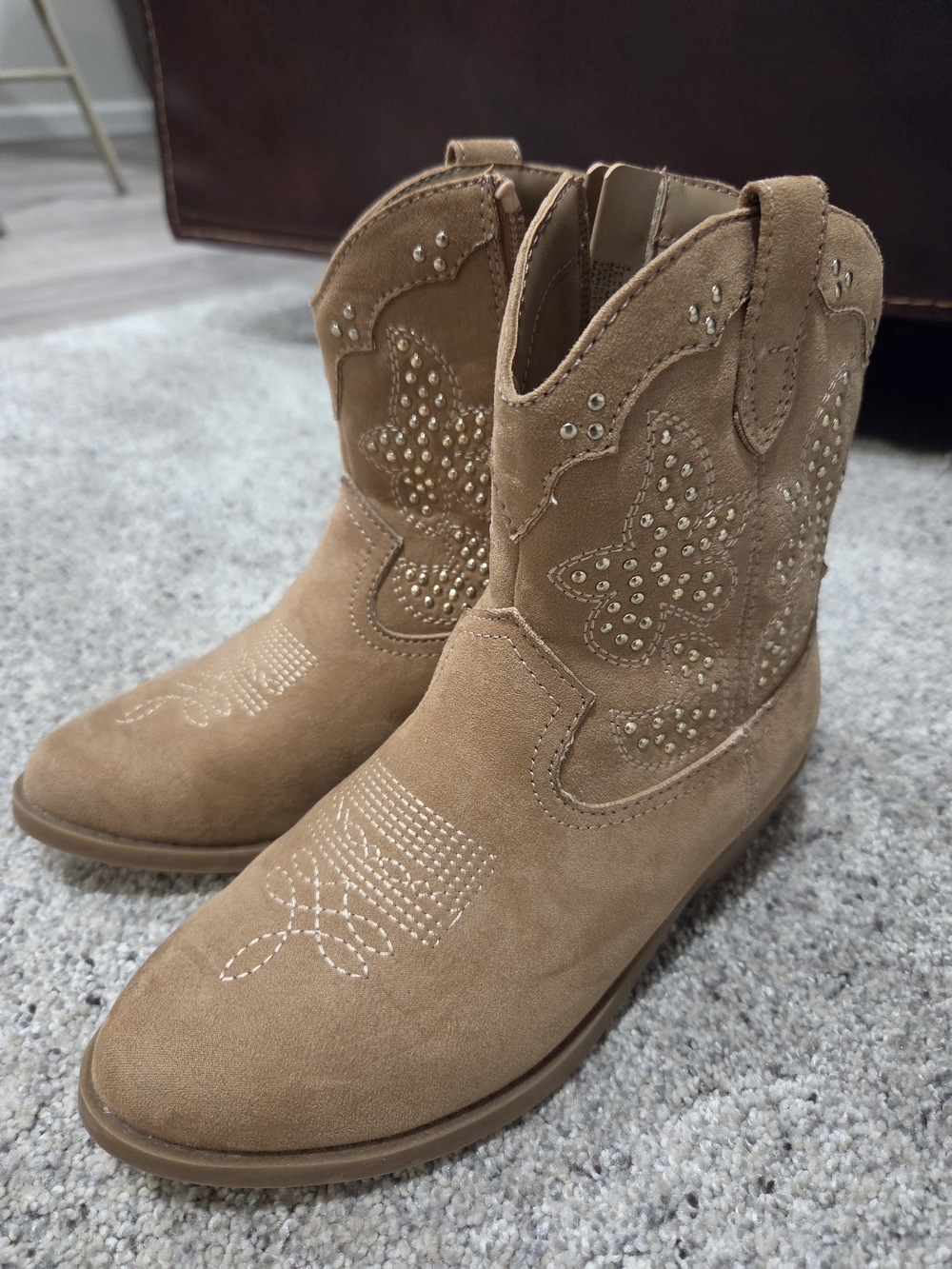 Little Girls Size 1 Art Class Western Suede Ankle Boots - Tan